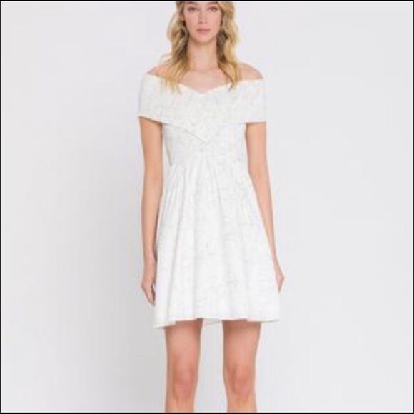 ENDLESS‎ Rose by Revolve off the shoulder white embroidered smocked mini dress - Picture 10 of 10